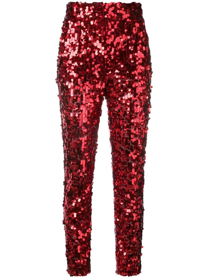 Dolce & Gabbana Cropped Sequin Trousers - Red