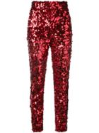 Dolce & Gabbana Cropped Sequin Trousers - Red