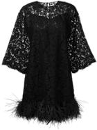 Valentino Feather Hem Shift Dress - Black