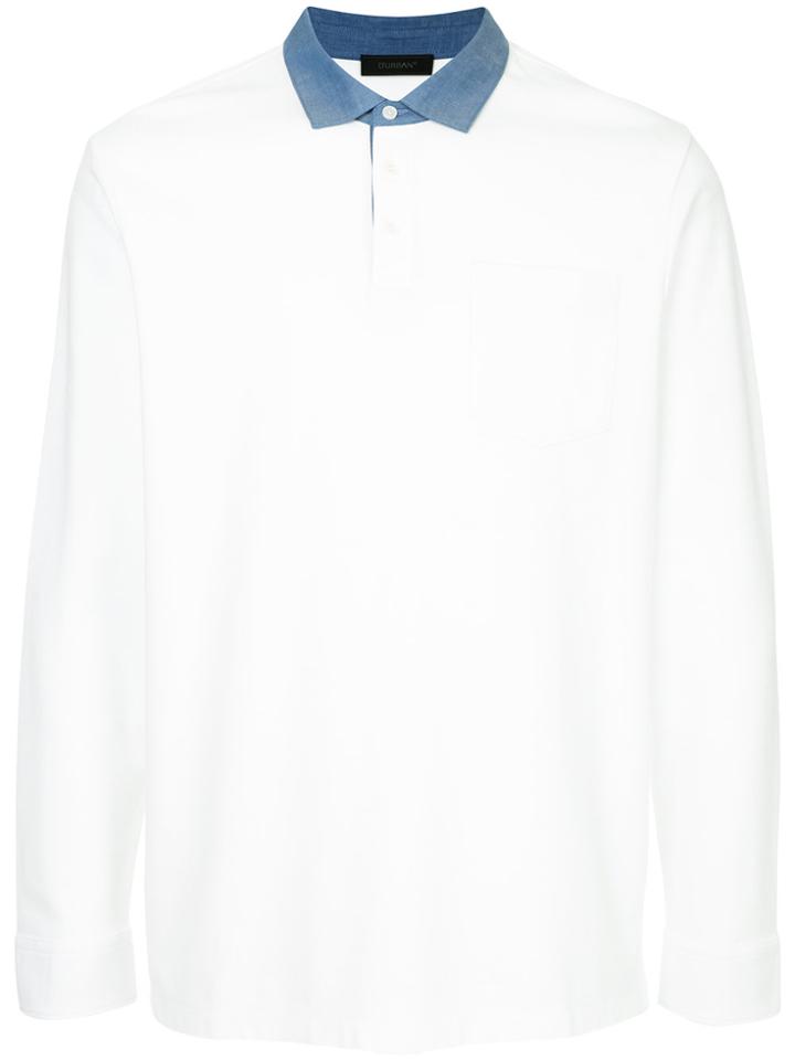 D'urban Contrast Collar Longsleeved Polo Shirt - White