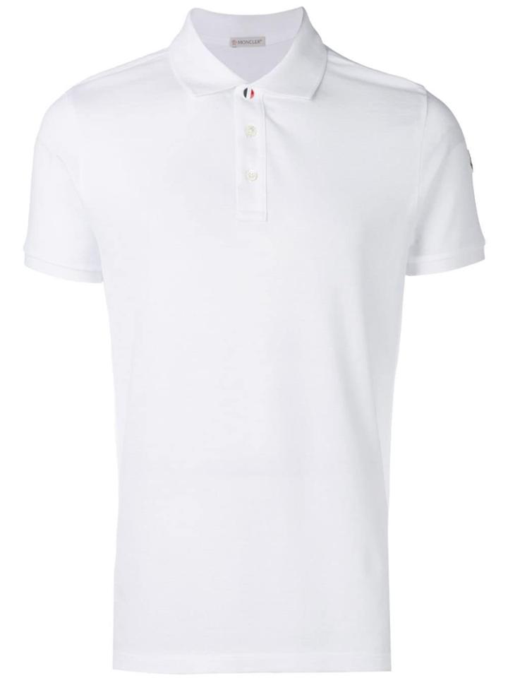 Moncler Tricolour Button Slim-fit Polo Shirt - White