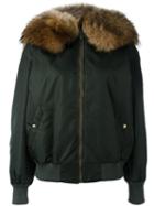 Mr & Mrs Italy Fur Collar Bomber Jacket, Women's, Size: Xs, Green, Polyamide/polyester/polyurethane/racoon Fur
