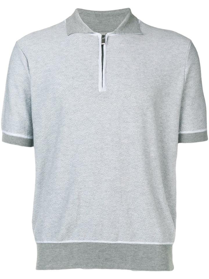 Canali Contrast Trim Polo Shirt - Grey