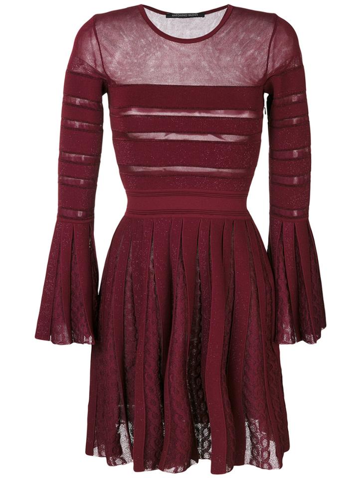 Antonino Valenti Semi-transparent Pleated Dress - Pink & Purple