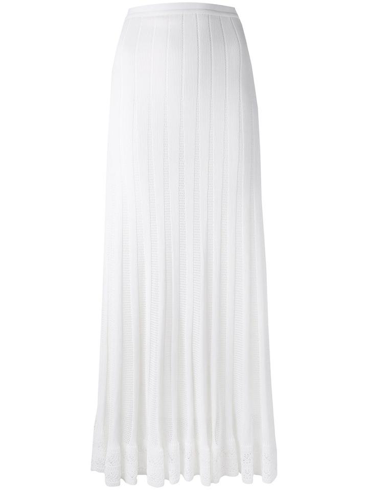 Oscar De La Renta - Pleated Skirt - Women - Silk/polyester/spandex/elastane/viscose - L, White, Silk/polyester/spandex/elastane/viscose