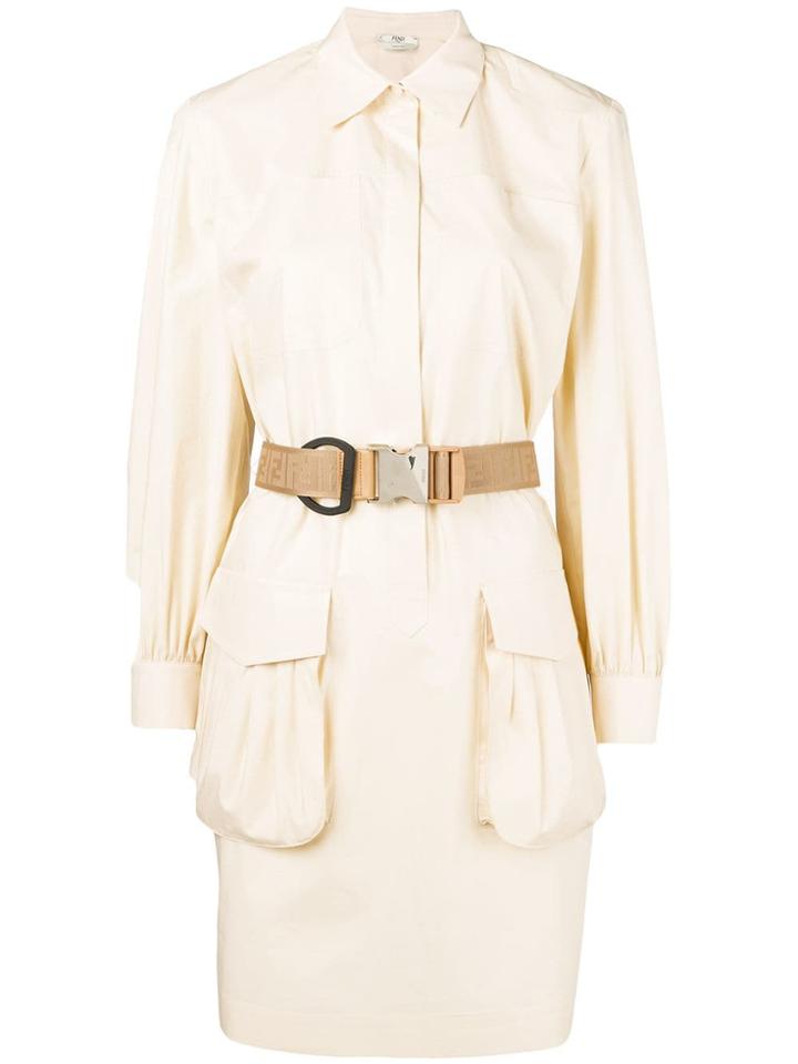 Fendi Belted Shirt Dress - Neutrals