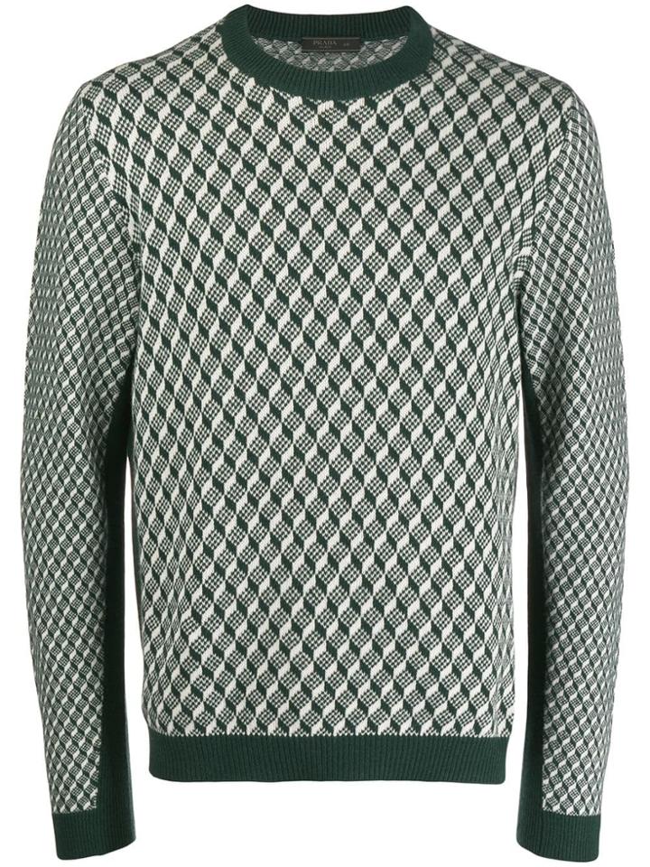 Prada Geometric Pattern Jumper - Green