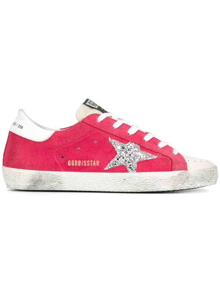 Golden Goose Superstar Glitter Star Suede Sneakers - Red