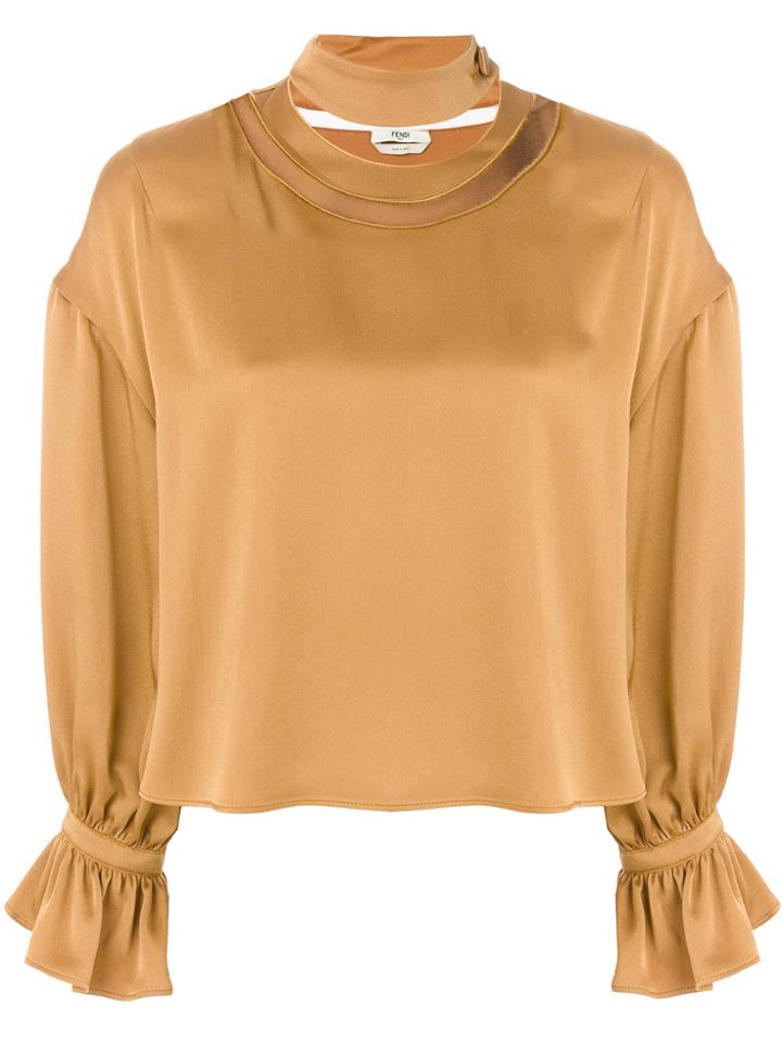 Fendi Metallic Ruched Blouse - Yellow & Orange