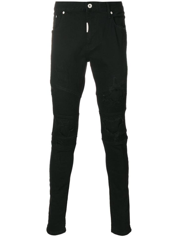 Represent Distressed Biker Jeans - Black