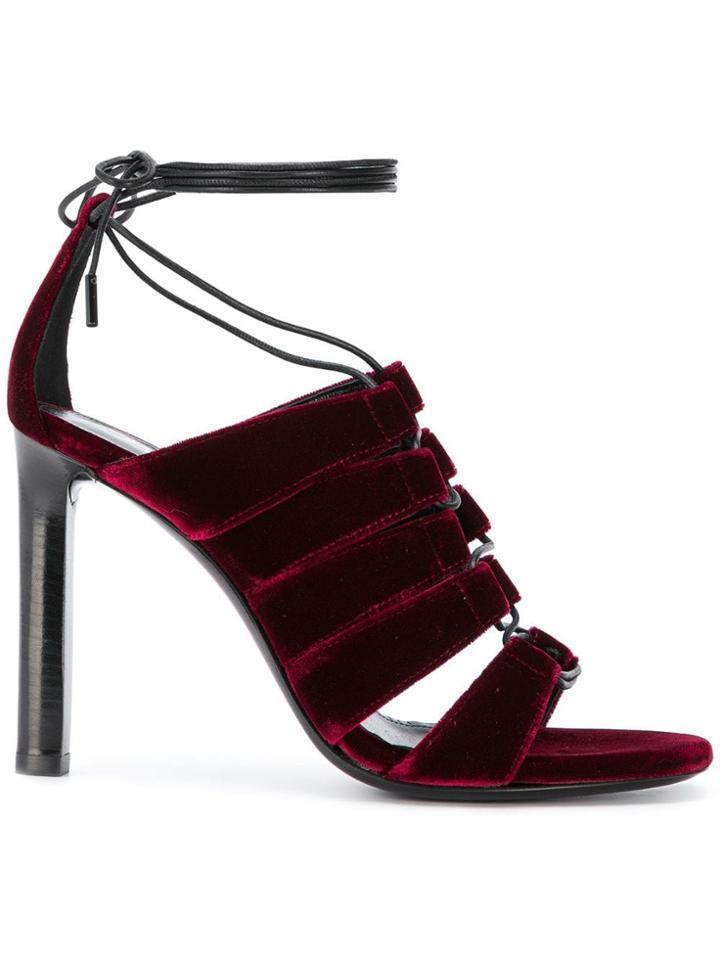 Saint Laurent Lace-up Panelled Sandals - Red