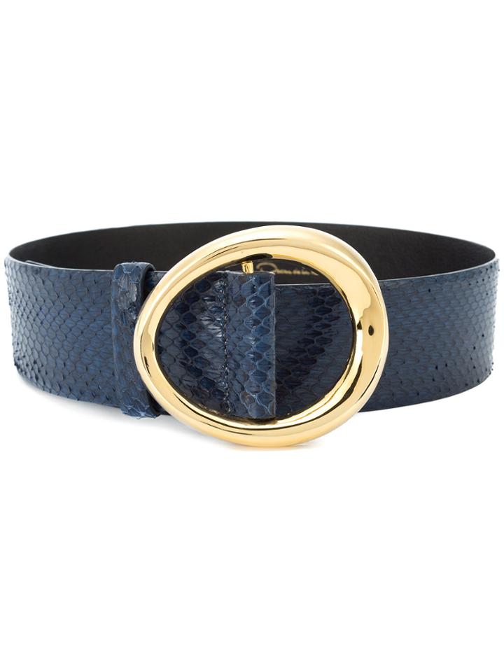 Oscar De La Renta Small Oval Buckle Belt - Blue