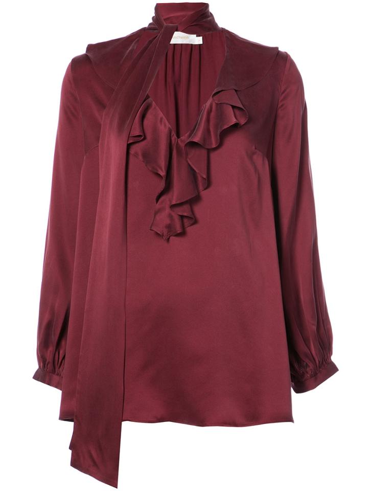 Zimmermann Scarf Neck Blouse - Red