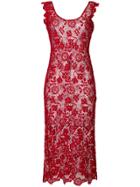 Ermanno Scervino Sheer Lace Dress - Red