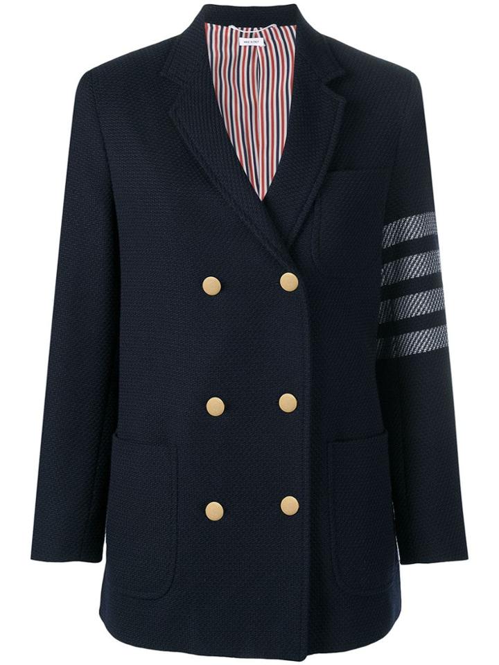 Thom Browne 4-bar Navy Jacquard Sack Jacket - Blue