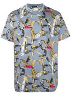 Versace Belt Print T-shirt, Men's, Size: Large, Grey, Cotton