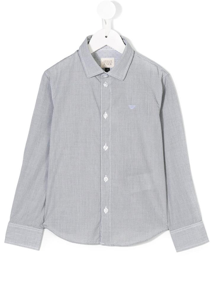 Armani Junior - Perforated Pattern Embroidered Shirt - Kids - Cotton - 5 Yrs, Grey