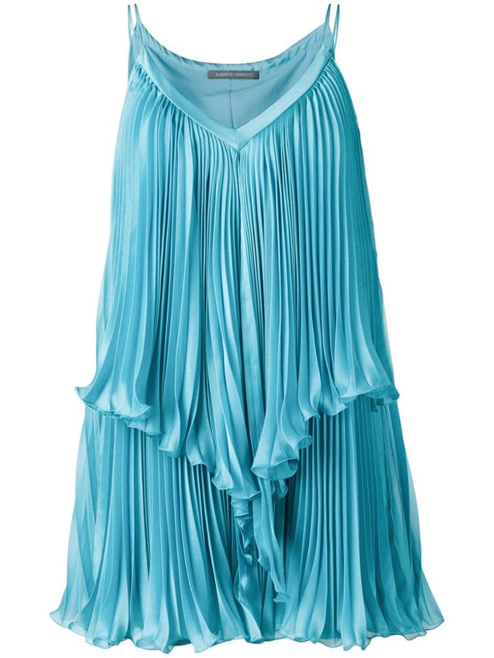 Alberta Ferretti Pleated Mini Dress - Blue