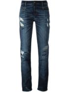 Diesel Distressed Straight Jeans, Women's, Size: 29/32, Blue, Cotton/polyester/spandex/elastane