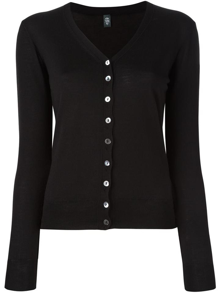 Eleventy Button Down Cardigan, Women's, Size: Xs, Black, Silk/merino