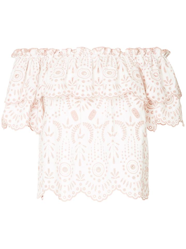 Aje. Embroidered Off Shoulder Blouse - White