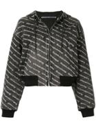 T By Alexander Wang Logo Print Hooded Bomber - Grey