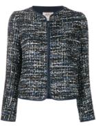 Armani Collezioni Tweed Zipped Jacket - Blue