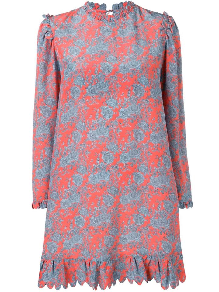Horror Vacui Rose Print Dress - Orange