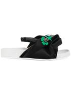 No21 Abstract Bow Embellished Slides - Black