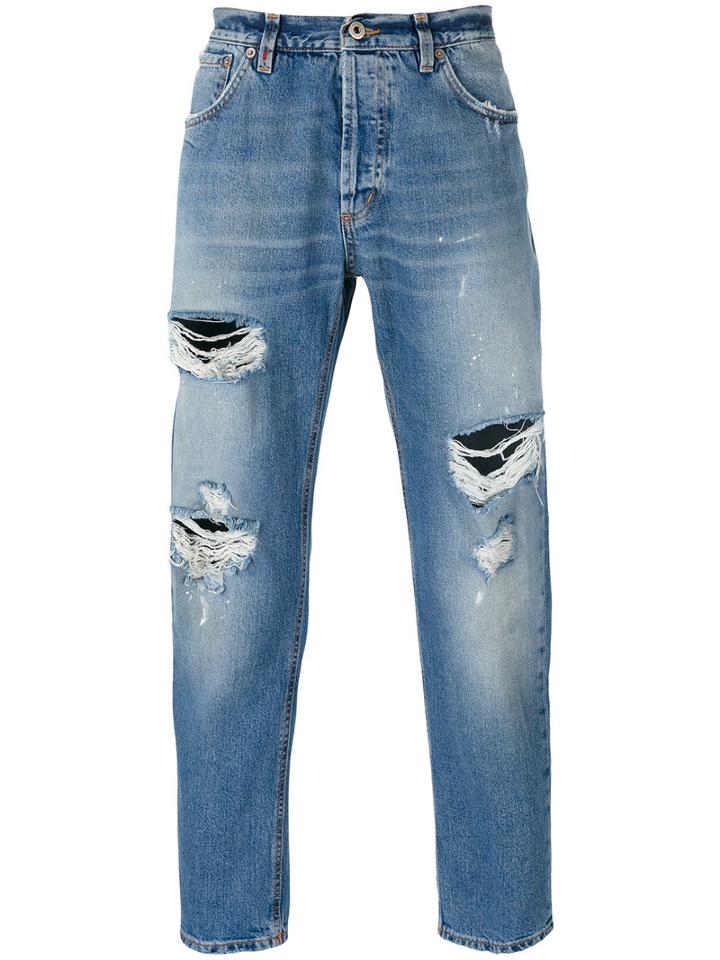 Dondup - Cropped Distressed Jeans - Men - Cotton - 34, Blue, Cotton