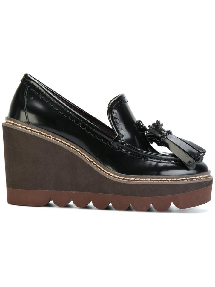 See By Chloé Wedge Tasseled Loafers - Black