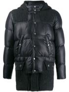 Bark Cable Knit Puffer Coat - Black