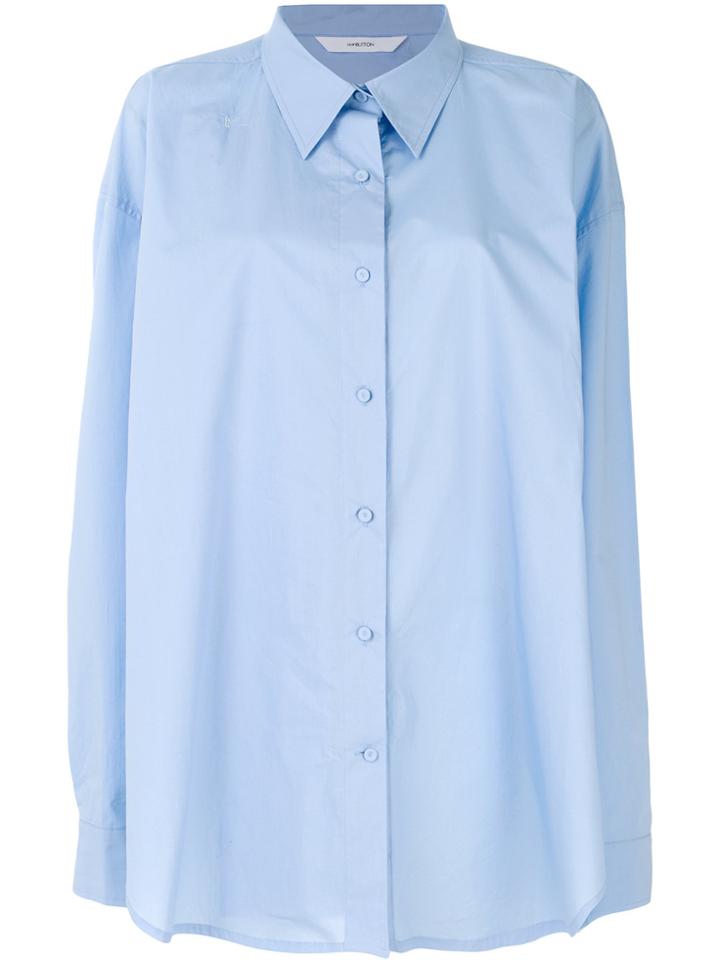 Push Button Oversize Shirt - Blue