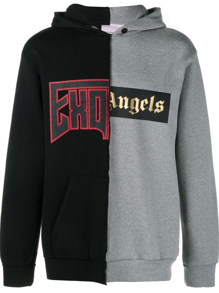 Palm Angels Split Effect Hoodie, Men's, Size: Xl, Black, Cotton