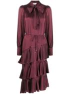 Zimmermann Asymmetric Ruffled Dress - Red