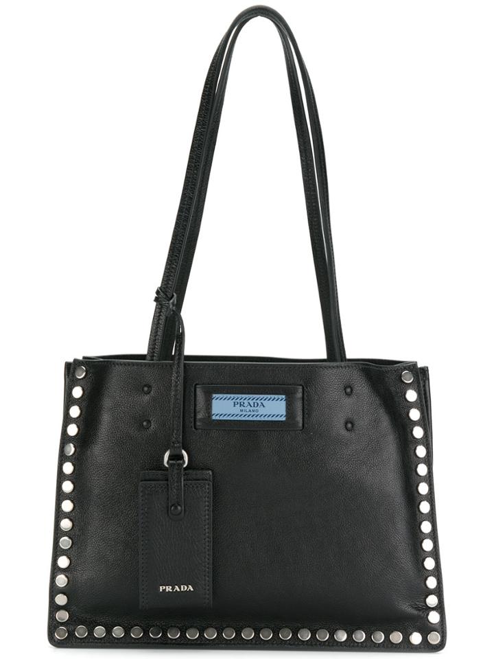 Prada Etiquette Studded Tote - Black