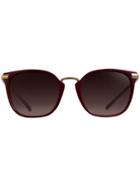 Burberry Check Detail Square Frame Sunglasses - Red