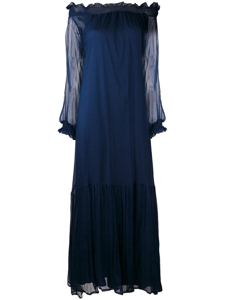 P.a.r.o.s.h. - Shock Maxi Dress - Women - Silk/polyester - Xl, Blue, Silk/polyester