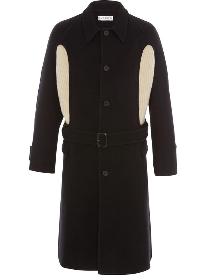 Jw Anderson Knit Insert Wool Coat - Black