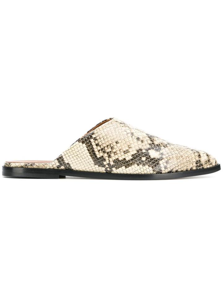 Atp Atelier Snakeskin Print Slippers - Nude & Neutrals