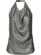 Lanvin - Metallic (grey) Cowl-neck Top - Women - Silk/polyester - 36, Silk/polyester