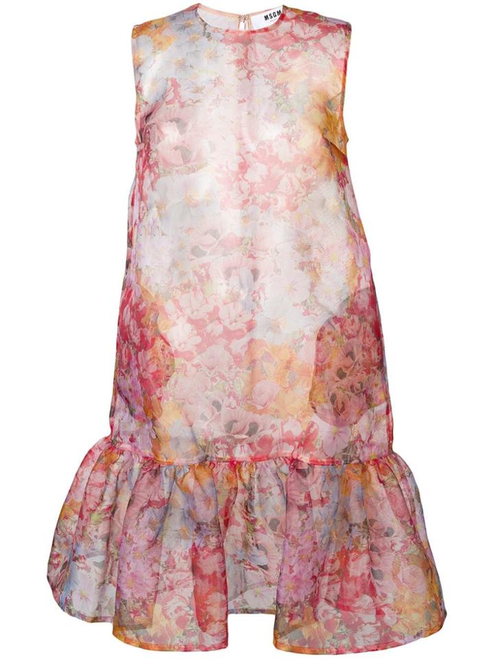 Msgm Sheer Floral Dress - Pink