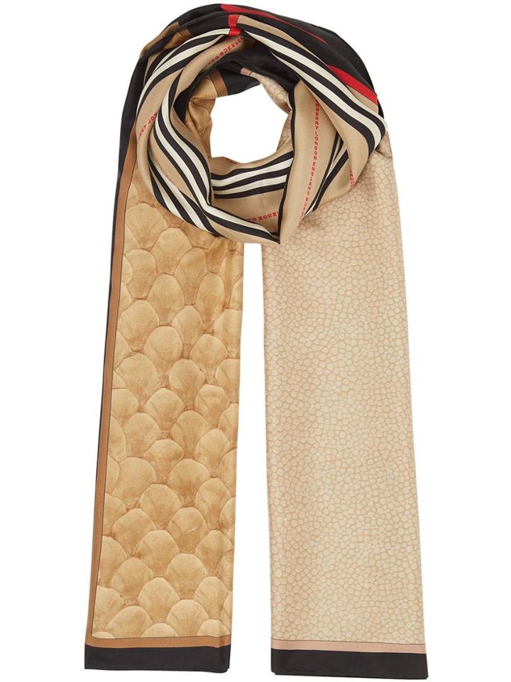 Burberry Montage Print Silk Scarf - Neutrals