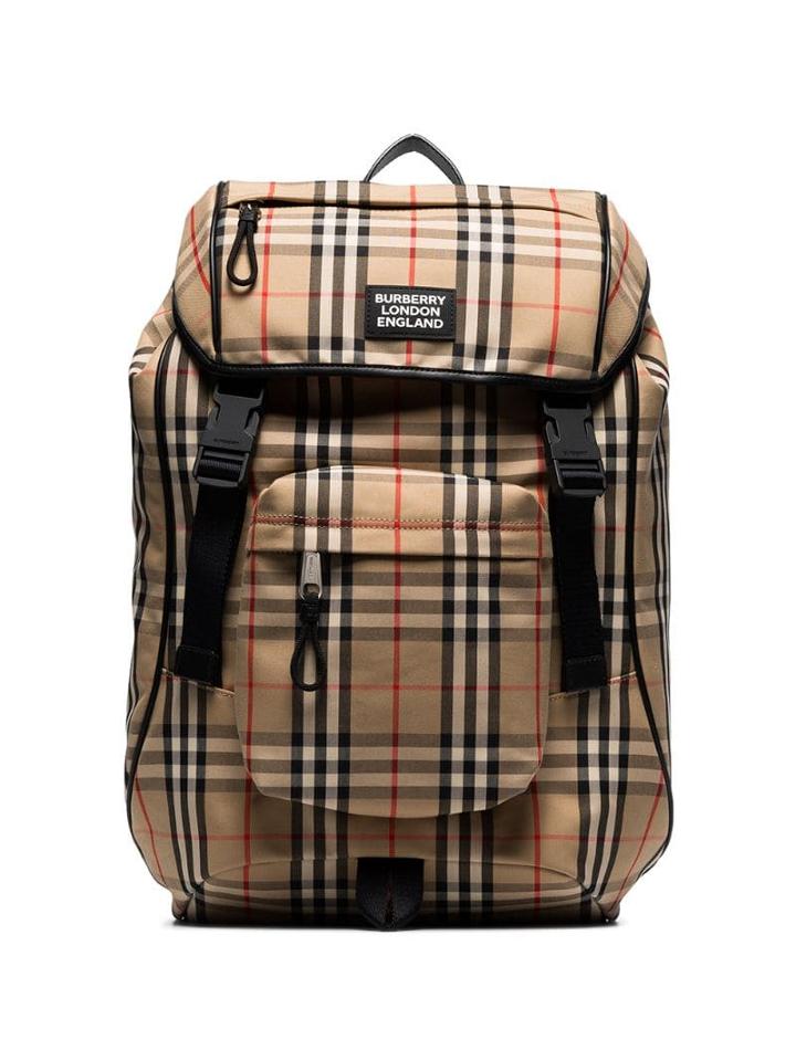 Burberry Check Print Backpack - Neutrals