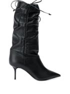Msgm Ruched Design Boots - Black