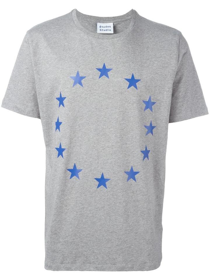 Études Circular Star Print T-shirt, Men's, Size: Medium, Grey, Cotton