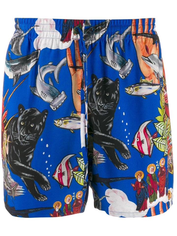Esteban Cortazar Popular De Lujo Printed Shorts - Blue