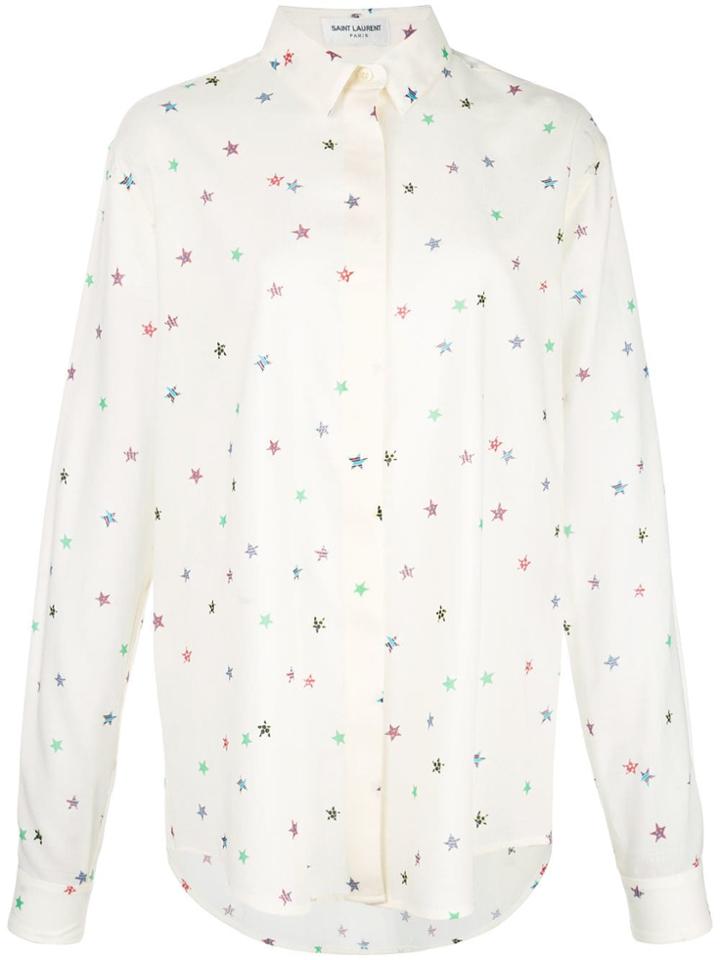 Saint Laurent Printed Button Down Shirt - White