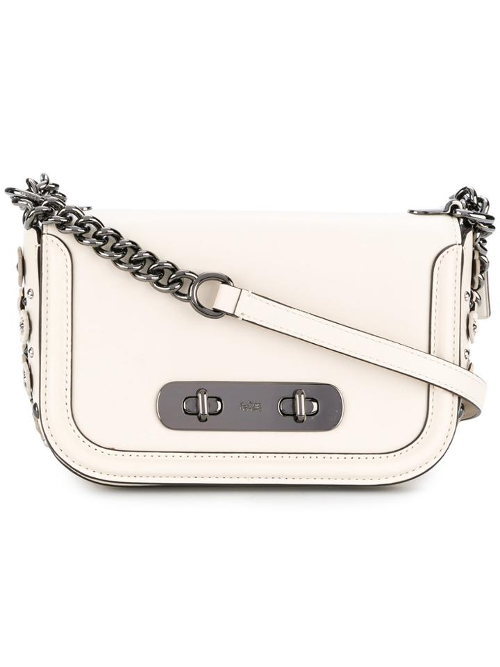 Coach Flower Studded Shoulder Bag - White
