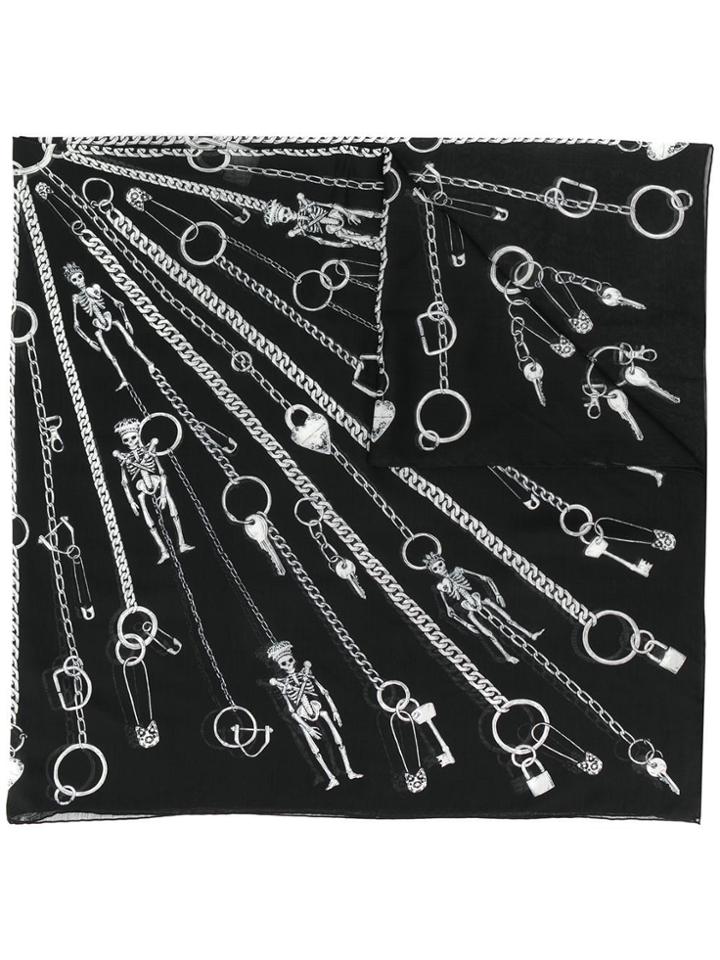 Alexander Mcqueen Skeleton Printed Scarf - Black